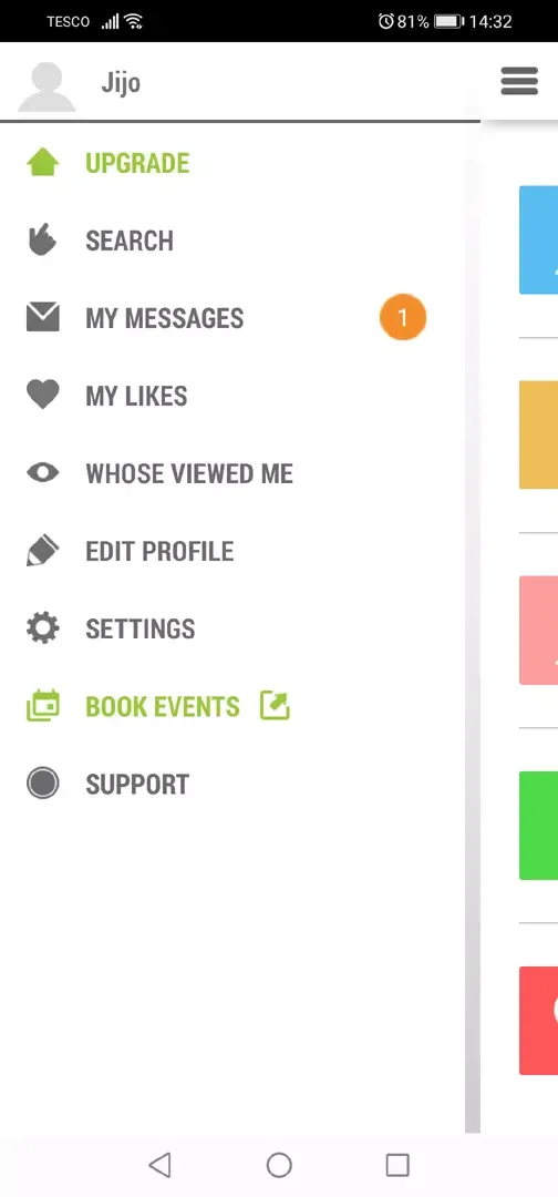 Asiand8 Android app menu