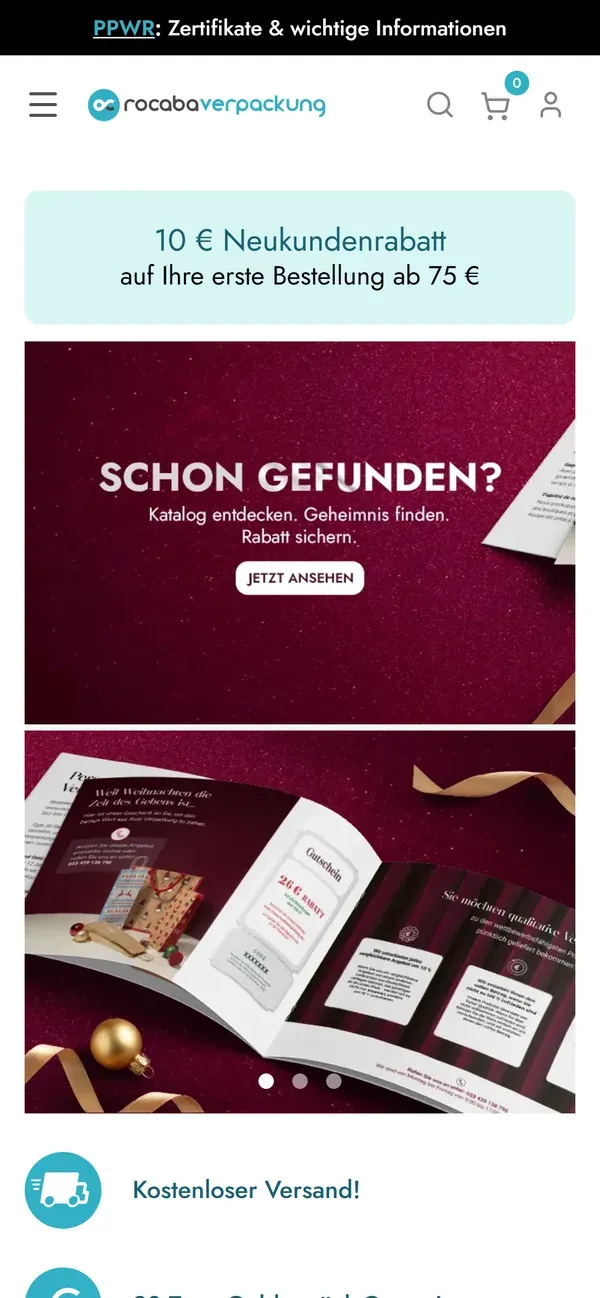 Rocaba Verpackung on a phone